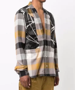 ( Nouvelle Collection ) Rick Owens Chemise Larry à Design à Empiècements Homme -Rick Owens Soldes 16859889 33790871 600