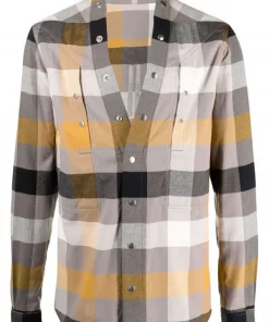 ( Nouvelle Collection ) Rick Owens Chemise Larry à Boutons Pressions 34P DUST PLAID