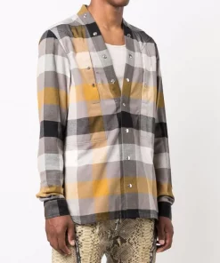 ( Nouvelle Collection ) Rick Owens Chemise Larry à Boutons Pressions 34P DUST PLAID -Rick Owens Soldes 16859891 33790269 600