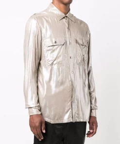 ( Nouvelle Collection ) Rick Owens Chemise à Fini Métallisé Femme -Rick Owens Soldes 16859947 33786469 600