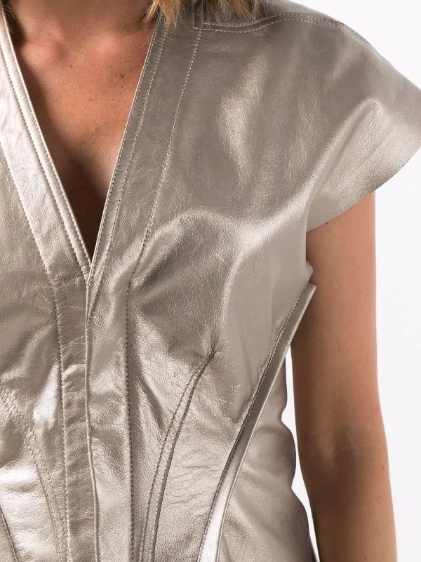 ( Nouvelle Collection ) Rick Owens Blouse Naska En Cuir 98 WARM SILVER 7 ( Nouvelle Collection ) Rick Owens Blouse Naska En Cuir 98 WARM SILVER – Image 5