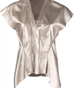 ( Nouvelle Collection ) Rick Owens Blouse Naska En Cuir 98 WARM SILVER