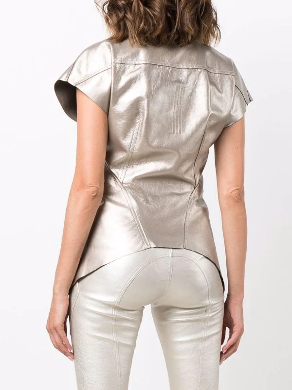 ( Nouvelle Collection ) Rick Owens Blouse Naska En Cuir 98 WARM SILVER 6 ( Nouvelle Collection ) Rick Owens Blouse Naska En Cuir 98 WARM SILVER – Image 4