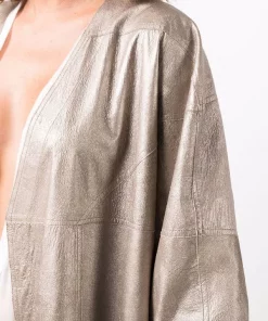 ( Nouvelle Collection ) Rick Owens 98 WARM SILVER Manteau Tecuatl Drapé Femme -Rick Owens Soldes 16859971 33774994 600