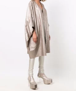 ( Nouvelle Collection ) Rick Owens 98 WARM SILVER Manteau Tecuatl Drapé Femme -Rick Owens Soldes 16859971 33775973 600