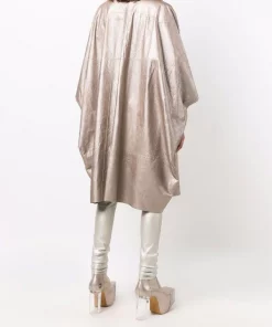 ( Nouvelle Collection ) Rick Owens 98 WARM SILVER Manteau Tecuatl Drapé Femme -Rick Owens Soldes 16859971 33775977 600
