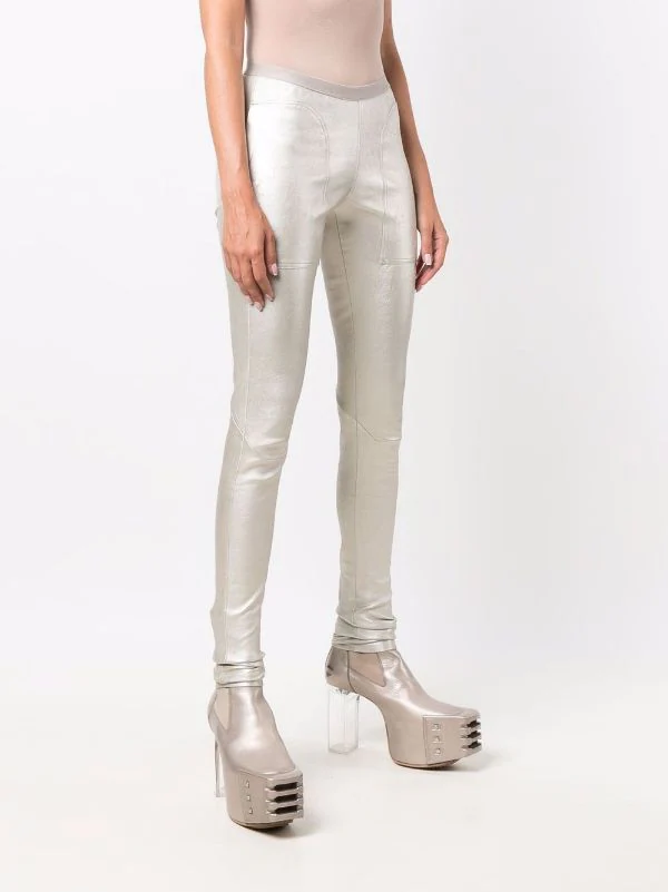 ( Nouvelle Collection ) Rick Owens Legging En Cuir Métallisé 98 WARM SILVER 5 ( Nouvelle Collection ) Rick Owens Legging En Cuir Métallisé 98 WARM SILVER – Image 3