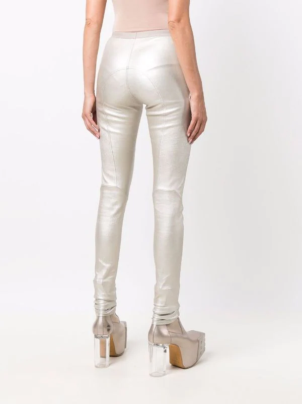 ( Nouvelle Collection ) Rick Owens Legging En Cuir Métallisé 98 WARM SILVER 6 ( Nouvelle Collection ) Rick Owens Legging En Cuir Métallisé 98 WARM SILVER – Image 4