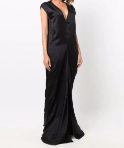 ( Nouvelle Collection ) Rick Owens Robe Longue à Col V Femme -Rick Owens Soldes 16860376 33783122 600