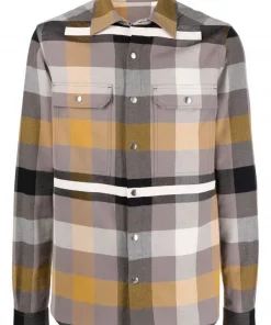 ( Nouvelle Collection ) Rick Owens 34P DUST PLAID Chemise à Carreaux Homme