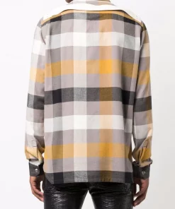 ( Nouvelle Collection ) Rick Owens 34P DUST PLAID Chemise à Carreaux Homme -Rick Owens Soldes 16861290 33787345 600