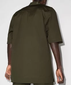 ( Nouvelle Collection ) Rick Owens 15 GREEN Chemise Faun à Manches Courtes Homme -Rick Owens Soldes 16920608 34571569 600