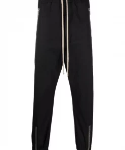 ( Nouvelle Collection ) Rick Owens Pantalon De Jogging à Fermeture Zippée 09 BLACK
