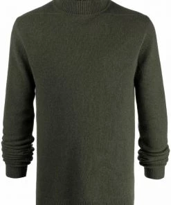 ( Nouvelle Collection ) Rick Owens 15 GREEN Pull à Col Montant Homme