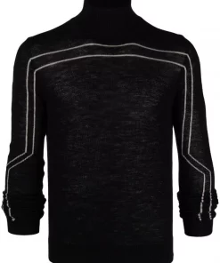 ( Nouvelle Collection ) Rick Owens Pull En Laine à Rayures 0908 BLACK/PEARL