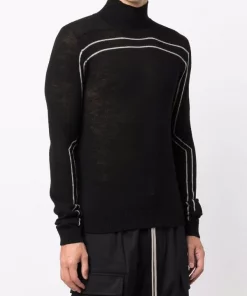 ( Nouvelle Collection ) Rick Owens Pull En Laine à Rayures 0908 BLACK/PEARL -Rick Owens Soldes 16976016 33919772 600