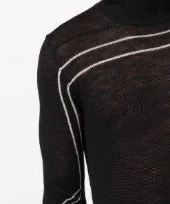 ( Nouvelle Collection ) Rick Owens Pull En Laine à Rayures 0908 BLACK/PEARL -Rick Owens Soldes 16976016 33921670 600