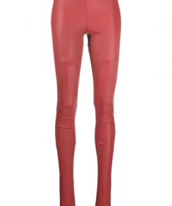 Rick Owens Pantalon Skinny En Cuir 73 CARNELIAN