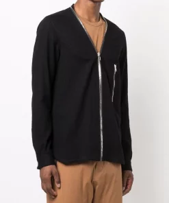 Rick Owens Chemise Zippée à Col V 09 BLACK -Rick Owens Soldes 16985376 33970270 600