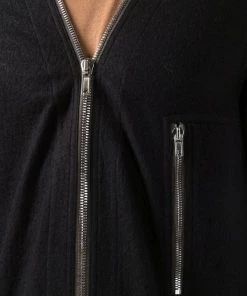 Rick Owens Chemise Zippée à Col V 09 BLACK -Rick Owens Soldes 16985376 33970271 600