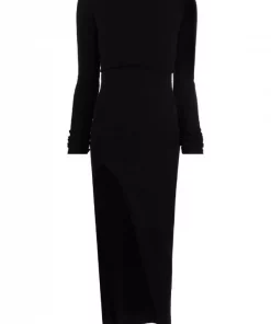 Rick Owens 09 BLACK Robe Asymétrique En Maille Femme