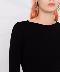 Rick Owens 09 BLACK Robe Asymétrique En Maille Femme -Rick Owens Soldes 16991145 33981258 600