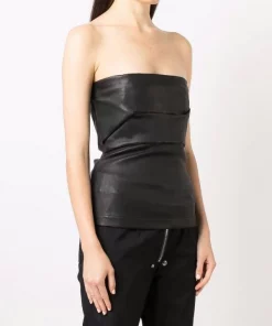 Rick Owens 09 BLACK Haut-bustier En Cuir Femme -Rick Owens Soldes 17038660 34238982 600