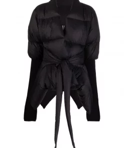 Rick Owens Doudoune Asymétrique à Taille Ceinturée 09 BLACK