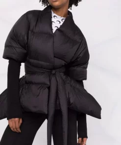 Rick Owens Doudoune Asymétrique à Taille Ceinturée 09 BLACK -Rick Owens Soldes 17059320 34353195 600