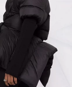 Rick Owens Doudoune Asymétrique à Taille Ceinturée 09 BLACK -Rick Owens Soldes 17059320 34353211 600