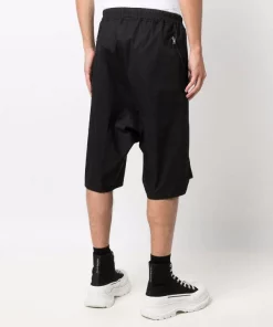 ( Nouvelle Collection ) Rick Owens 09 BLACK Bermuda En Coton Biologique à Lien De Resserrage Homme -Rick Owens Soldes 17108319 34574754 600