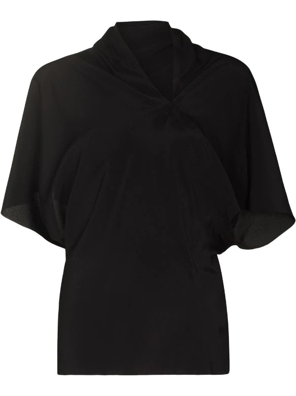 ( Nouvelle Collection ) Rick Owens Haut Asymétrique Drapé à Manches Courtes Femme 3 ( Nouvelle Collection ) Rick Owens Haut Asymétrique Drapé à Manches Courtes Femme