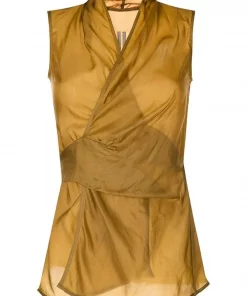 ( Nouvelle Collection ) Rick Owens 72 SULPHATE Blouse Laura à Design Sans Manches Femme