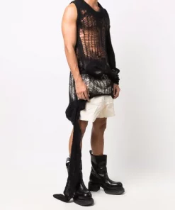 ( Nouvelle Collection ) Rick Owens Débardeur En Maille à Effet Usé Homme -Rick Owens Soldes 17123847 35672365 600