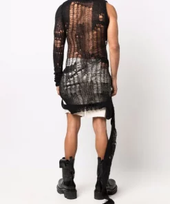 ( Nouvelle Collection ) Rick Owens Débardeur En Maille à Effet Usé Homme -Rick Owens Soldes 17123847 35672369 600