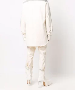 ( Nouvelle Collection ) Rick Owens 1621 HUSTLER/NATURAL Chemise Fogpocket à Design Patchwork Homme -Rick Owens Soldes 17123850 34710722 600