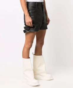 ( Nouvelle Collection ) Rick Owens 09 BLACK Short à Effet Usé Homme -Rick Owens Soldes 17124882 34698546 600