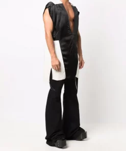 ( Nouvelle Collection ) Rick Owens 0921 BLACK/natural Débardeur Bicolore à Col V Homme -Rick Owens Soldes 17125815 34690927 600