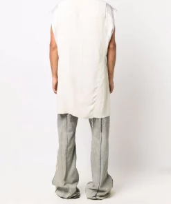 ( Nouvelle Collection ) Rick Owens Haut Sans Manches à Col V 1121 MILK/NATURAL -Rick Owens Soldes 17125817 34688421 600