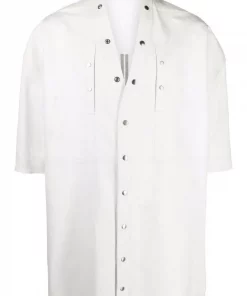 ( Nouvelle Collection ) Rick Owens Chemise Fogpocket En Cuir Ă Boutons Pression Homme