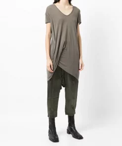 ( Nouvelle Collection ) Rick Owens Dust T-shirt à Détail Drapé Femme -Rick Owens Soldes 17160915 34988187 600
