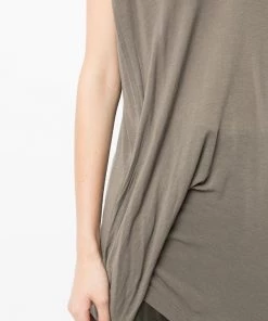 ( Nouvelle Collection ) Rick Owens Dust T-shirt à Détail Drapé Femme -Rick Owens Soldes 17160915 34988191 600