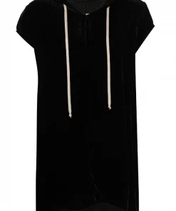 Rick Owens 09 BLACK Robe à Effet Velours Femme