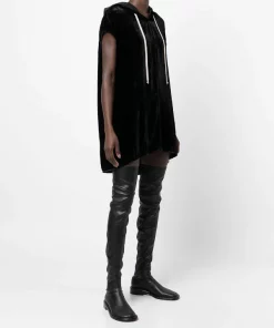 Rick Owens 09 BLACK Robe à Effet Velours Femme -Rick Owens Soldes 17201724 35024129 600