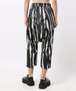 Rick Owens 911 BLACK/MILK Pantalon Sarouel à Imprimé Zèbre Femme -Rick Owens Soldes 17261219 35942850 600