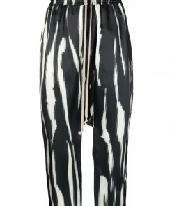 Rick Owens 911 BLACK/MILK Pantalon Sarouel à Imprimé Zèbre Femme