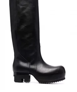 ( Nouvelle Collection ) Rick Owens 09 BLACK Bottes En Cuir Femme