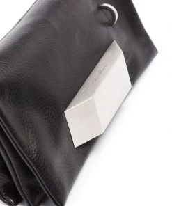 ( Nouvelle Collection ) Rick Owens Sacoche En Cuir à Détail En Métal Argenté 09 BLACK -Rick Owens Soldes 17342832 39027904 600
