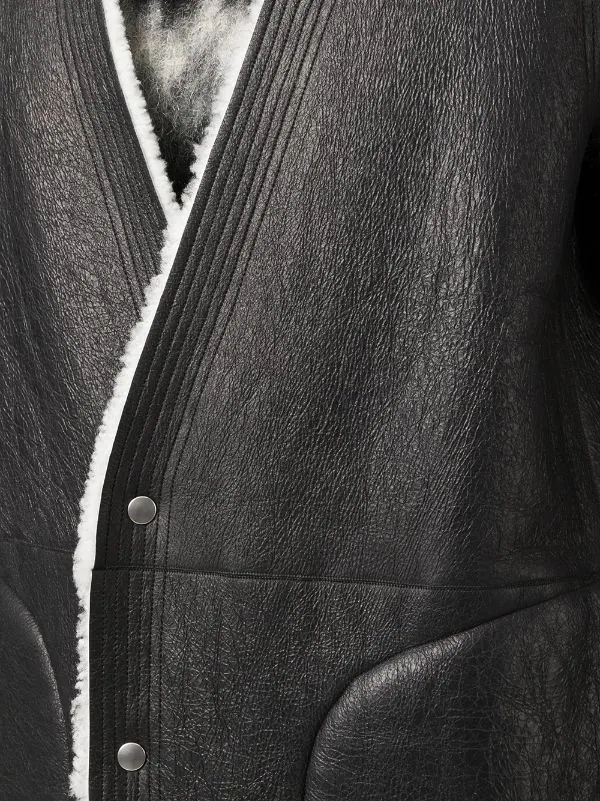 ( Nouvelle Collection ) Rick Owens Gilet En Cuir à Bords Contrastants 911 BLACK/MILK 7 ( Nouvelle Collection ) Rick Owens Gilet En Cuir à Bords Contrastants 911 BLACK/MILK – Image 5