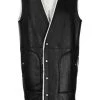 ( Nouvelle Collection ) Rick Owens Gilet En Cuir à Bords Contrastants 911 BLACK/MILK -Rick Owens Soldes 17419687 36583524 600